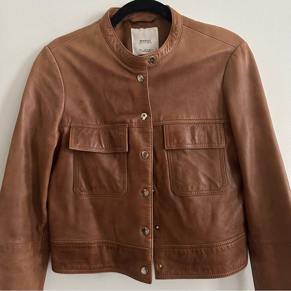 Mango Brown Leather Jacket - Picture 8 of 9